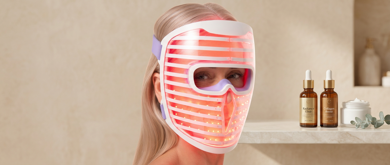 LED Face Mask Red Light Therapy for Face – 360 LED Light Therapy Mask with Red, Blue & Infrared Light