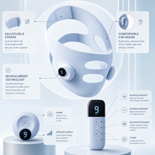 Adjustable V-line face lifting mask with EMS microcurrent controller and intensity settings