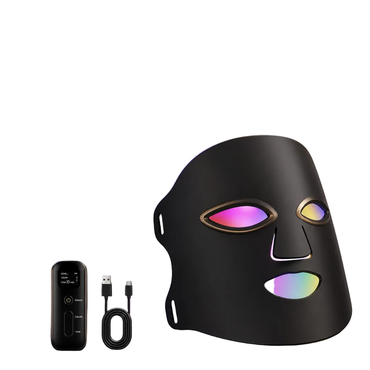 LED light therapy mask with remote control and charging cable