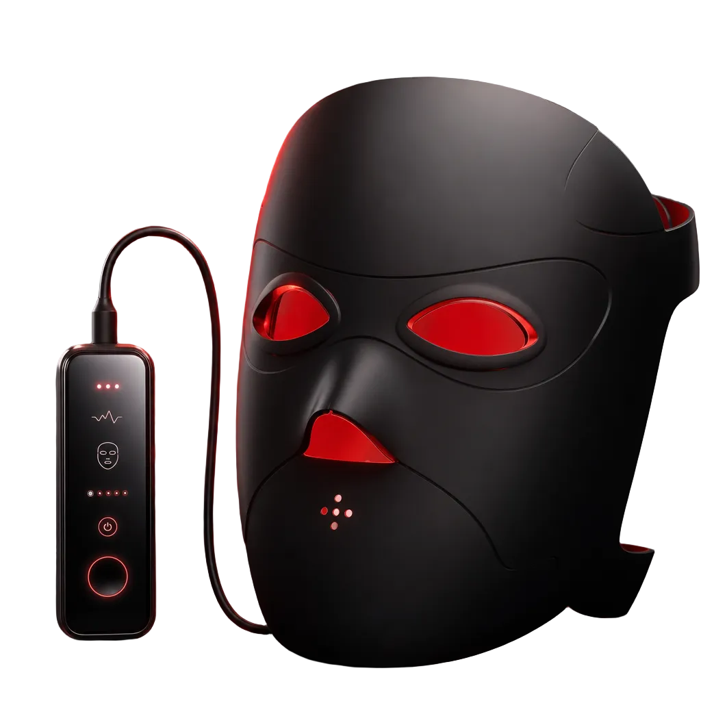 Cordless LED face mask with smart remote control and rechargeable design