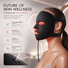 Woman wearing lightweight 3D LED face mask for skincare treatment