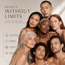 Diverse group of users promoting LED skincare technology for all skin types