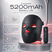 Rechargeable LED face mask with 5200mAh battery and wireless remote