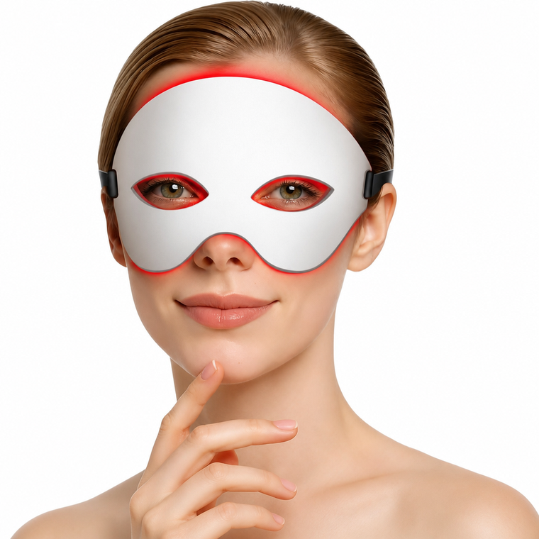 Heated red light therapy eye mask with LED light technology for eye relaxation