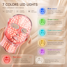 Seven color LED light therapy wavelengths illustration for facial skincare support