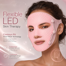 Woman wearing a flexible silicone LED face mask during skincare treatment