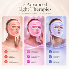 Red blue and infrared LED light therapy mask modes for skincare support